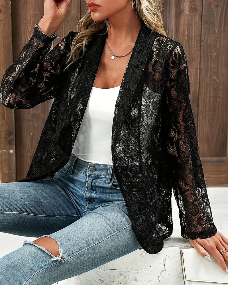 Elegante bebloemde blazer