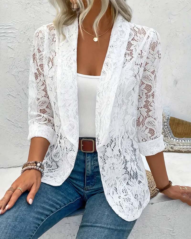 Elegante bebloemde blazer