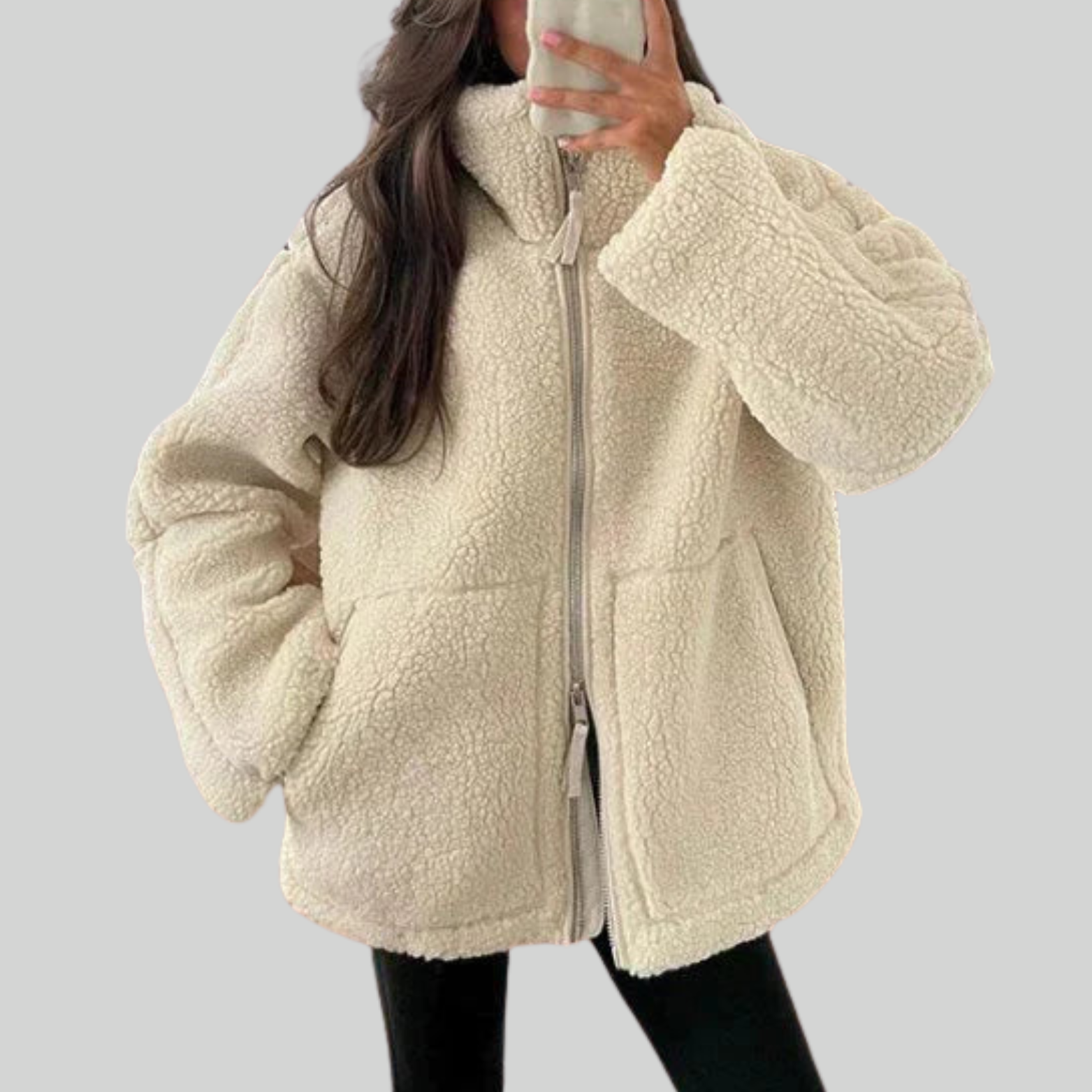 Oversized warme teddy jas