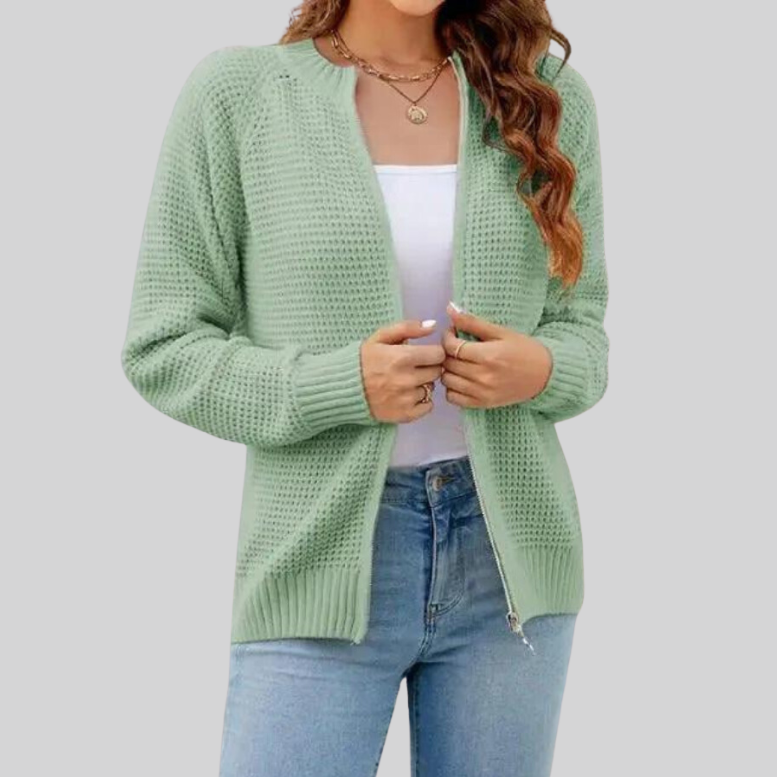 Lichte cardigan met wafeltextuur